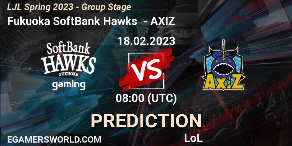Pronóstico Fukuoka SoftBank Hawks - AXIZ. 18.02.23, LoL, LJL Spring 2023 - Group Stage