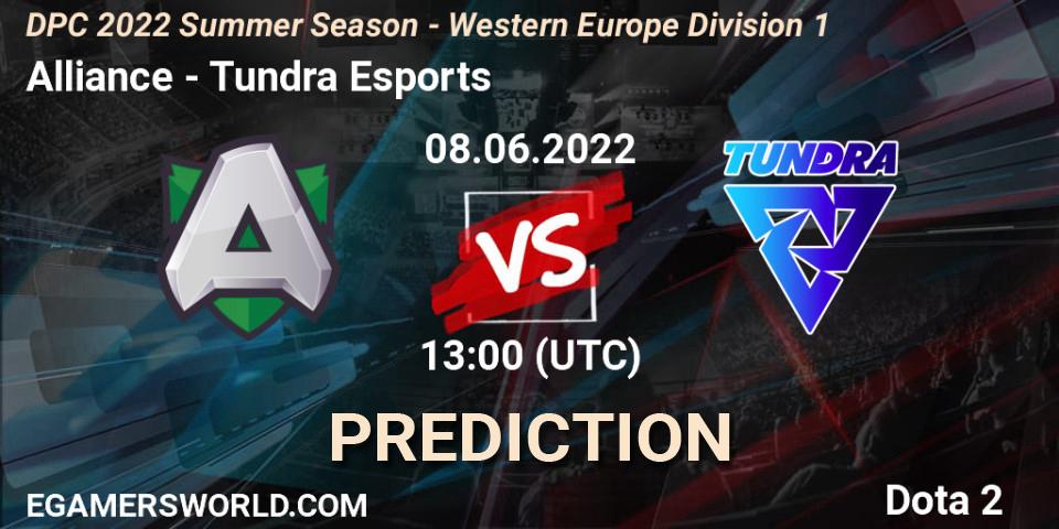 Pronóstico Alliance - Tundra Esports. 08.06.2022 at 12:55, Dota 2, DPC WEU 2021/2022 Tour 3: Division I