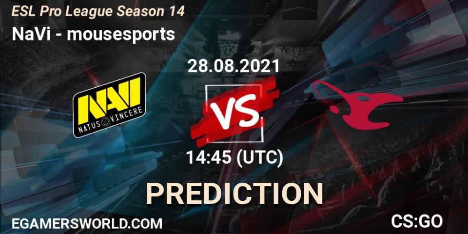 Pronóstico NaVi - mousesports. 28.08.2021 at 16:00, Counter-Strike (CS2), ESL Pro League Season 14