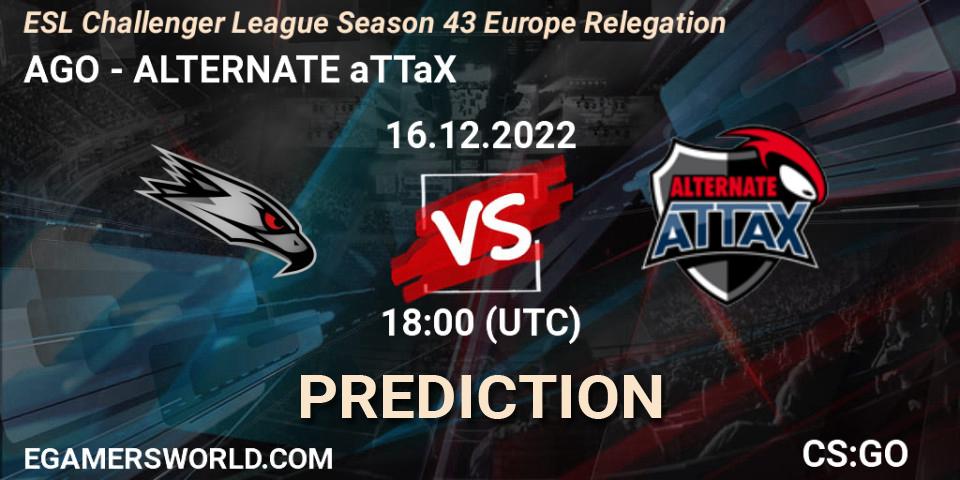 Pronóstico AGO - ALTERNATE aTTaX. 16.12.22, CS2 (CS:GO), ESL Challenger League Season 43 Europe Relegation