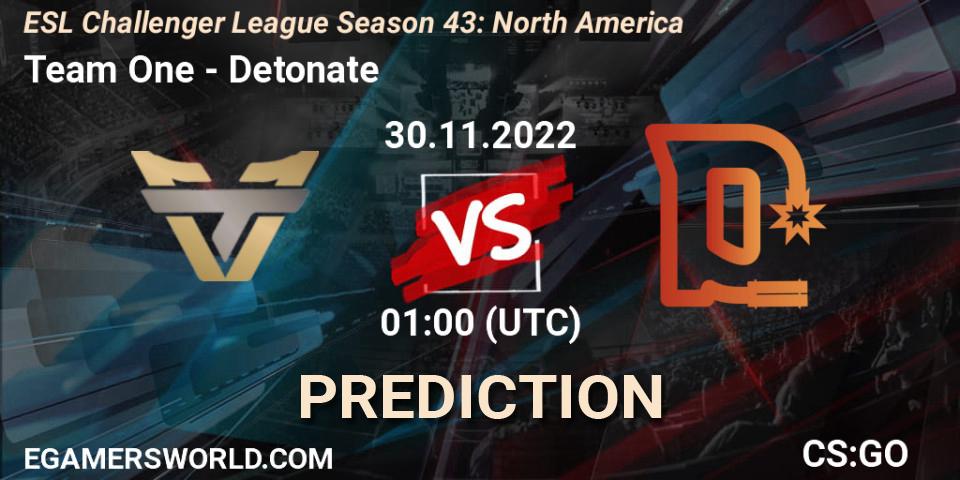 Pronóstico Team One - Detonate. 30.11.22, CS2 (CS:GO), ESL Challenger League Season 43: North America