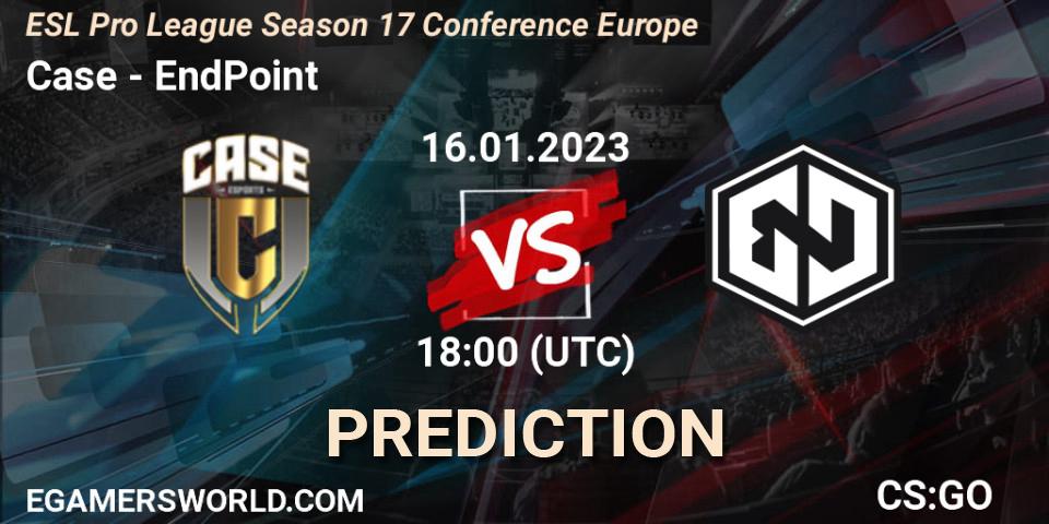 Pronóstico Case - EndPoint. 16.01.2023 at 18:00, Counter-Strike (CS2), ESL Pro League Season 17 Conference Europe