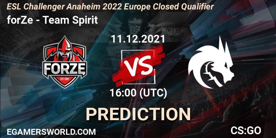 Pronóstico forZe - Team Spirit. 11.12.21, CS2 (CS:GO), ESL Challenger Anaheim 2022 Europe Closed Qualifier