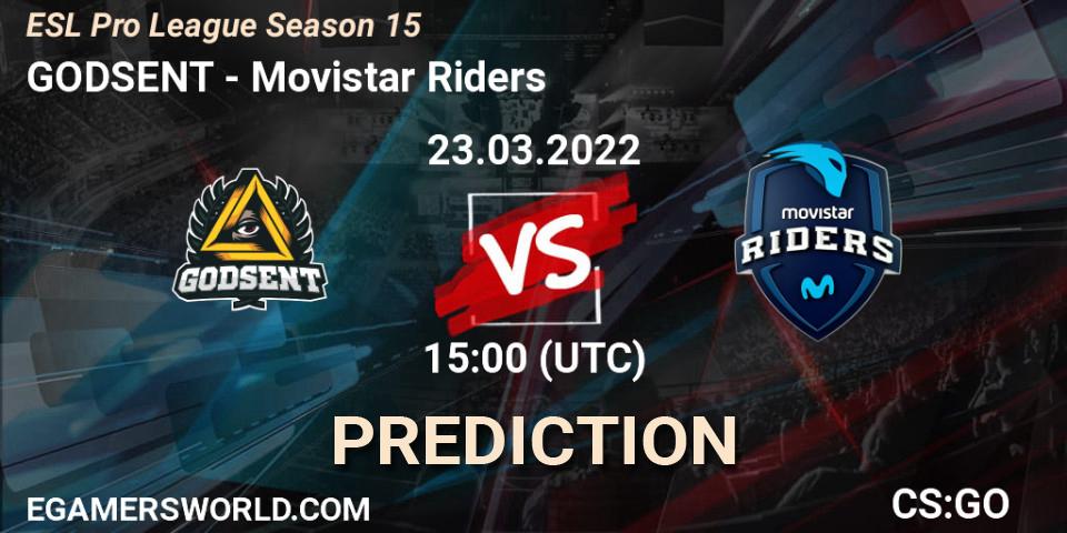 Pronóstico GODSENT - Movistar Riders. 23.03.2022 at 15:00, Counter-Strike (CS2), ESL Pro League Season 15
