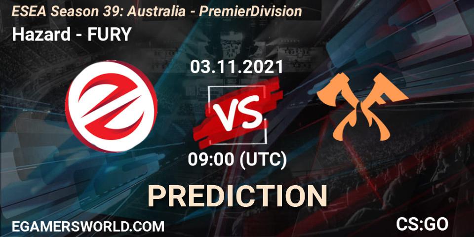 Pronóstico Hazard - FURY. 03.11.21, CS2 (CS:GO), ESEA Season 39: Australia - Premier Division