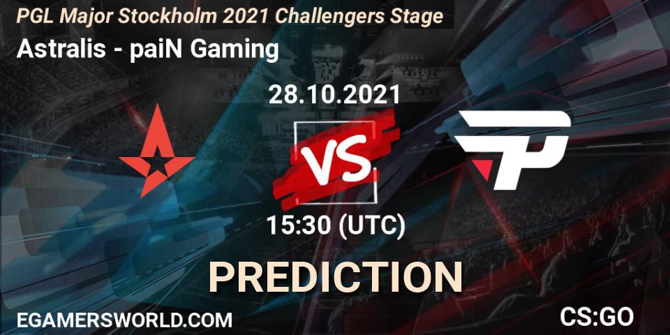 Pronóstico Astralis - paiN Gaming. 28.10.2021 at 15:35, Counter-Strike (CS2), PGL Major Stockholm 2021 Challengers Stage