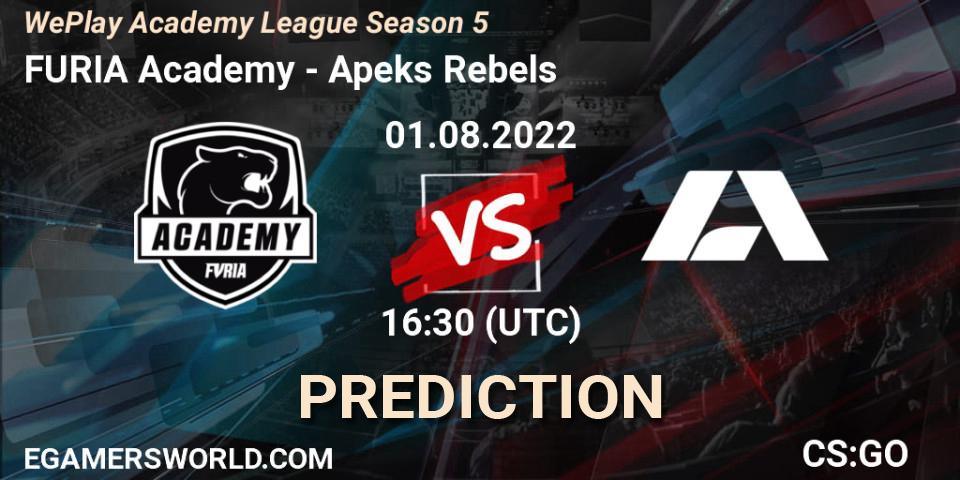Pronóstico FURIA Academy - Apeks Rebels. 01.08.2022 at 16:25, Counter-Strike (CS2), WePlay Academy League Season 5