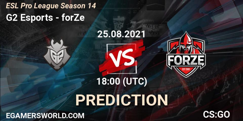 Pronóstico G2 Esports - forZe. 25.08.2021 at 20:15, Counter-Strike (CS2), ESL Pro League Season 14