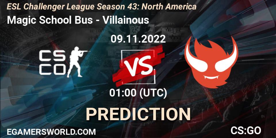 Pronóstico Magic School Bus - Villainous. 09.11.22, CS2 (CS:GO), ESL Challenger League Season 43: North America
