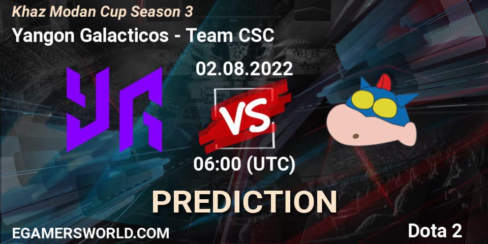 Pronóstico Yangon Galacticos - Team CSC. 02.08.2022 at 09:01, Dota 2, Khaz Modan Cup Season 3