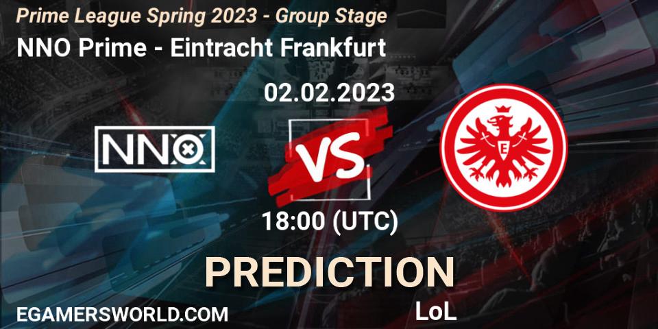 Pronóstico NNO Prime - Eintracht Frankfurt. 02.02.2023 at 20:00, LoL, Prime League Spring 2023 - Group Stage