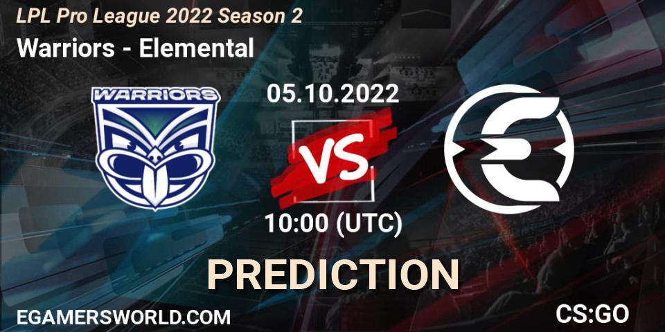Pronóstico Warriors - Elemental. 05.10.2022 at 10:20, Counter-Strike (CS2), LPL Pro League 2022 Season 2
