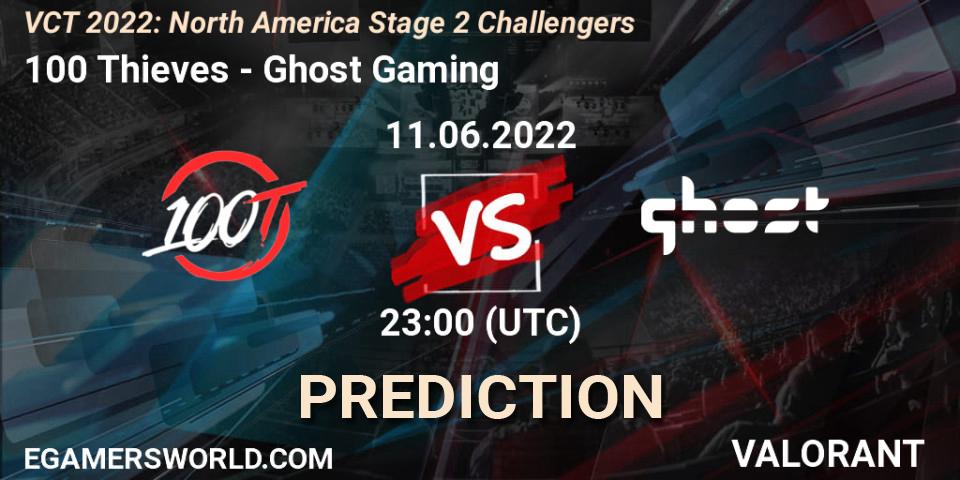 Pronóstico 100 Thieves - Ghost Gaming. 11.06.2022 at 23:45, VALORANT, VCT 2022: North America Stage 2 Challengers