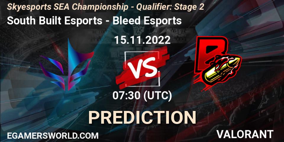 Pronóstico South Built Esports - Bleed Esports. 15.11.2022 at 07:30, VALORANT, Skyesports SEA Championship - Qualifier: Stage 2