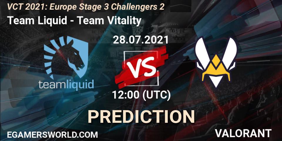 Pronóstico Team Liquid - Team Vitality. 28.07.2021 at 12:00, VALORANT, VCT 2021: Europe Stage 3 Challengers 2