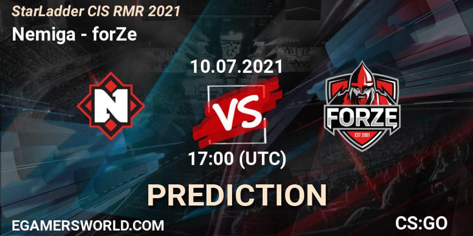 Pronóstico Nemiga - forZe. 01.07.2021 at 17:00, Counter-Strike (CS2), StarLadder CIS RMR 2021