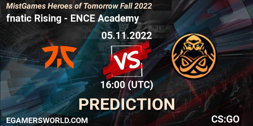 Pronóstico fnatic Rising - ENCE Academy. 05.11.22, CS2 (CS:GO), MistGames Heroes of Tomorrow Fall 2022