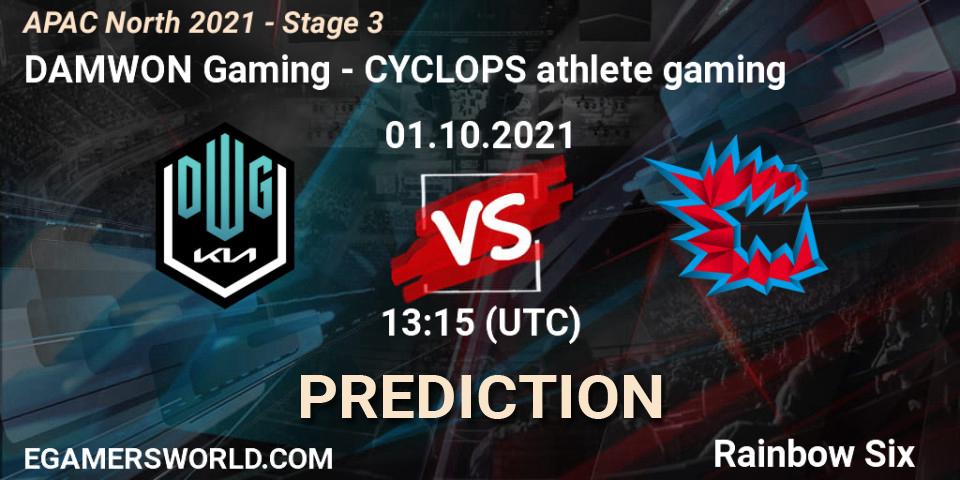 Pronóstico DAMWON Gaming - CYCLOPS athlete gaming. 01.10.2021 at 13:15, Rainbow Six, APAC North 2021 - Stage 3