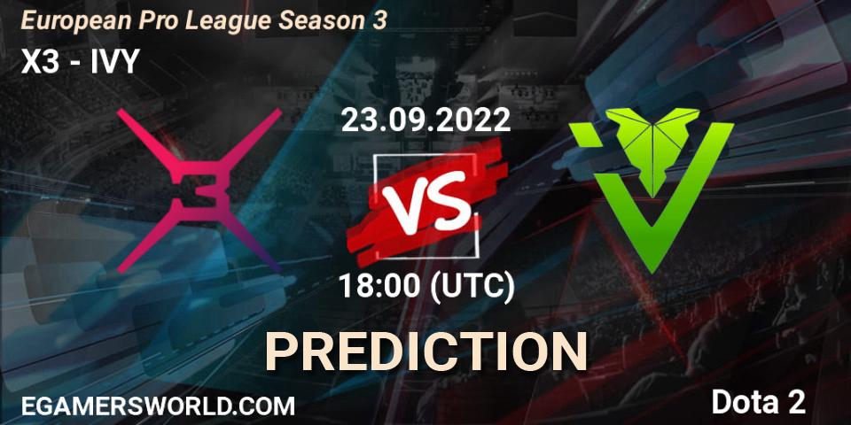 Pronóstico X3 - IVY. 23.09.22, Dota 2, European Pro League Season 3 
