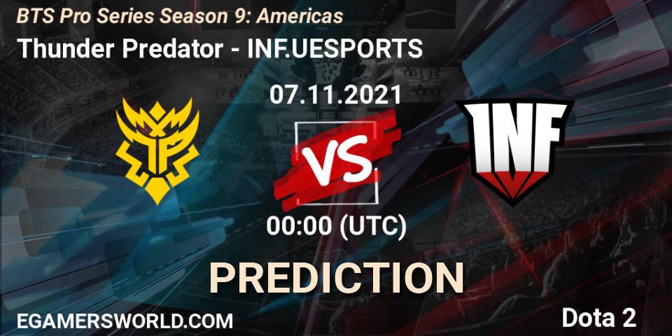 Pronóstico Thunder Predator - INF.UESPORTS. 06.11.2021 at 23:59, Dota 2, BTS Pro Series Season 9: Americas