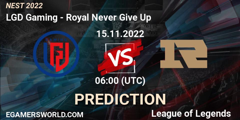 Pronóstico LGD Gaming - Royal Never Give Up. 15.11.2022 at 06:00, LoL, NEST 2022
