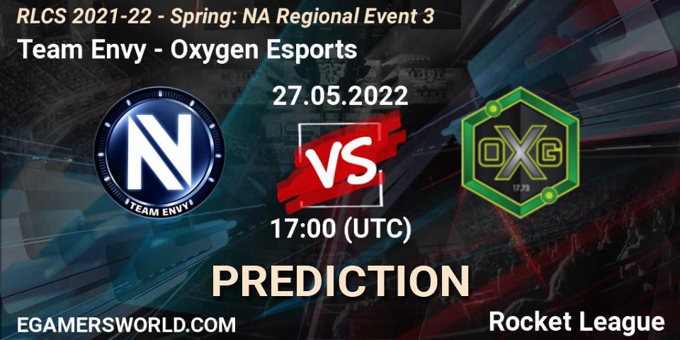 Pronóstico Team Envy - Oxygen Esports. 27.05.2022 at 17:00, Rocket League, RLCS 2021-22 - Spring: NA Regional Event 3