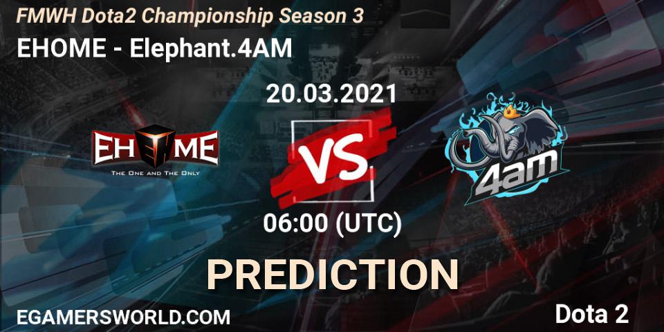 Pronóstico EHOME - Elephant.4AM. 20.03.2021 at 06:00, Dota 2, FMWH Dota2 Championship Season 3