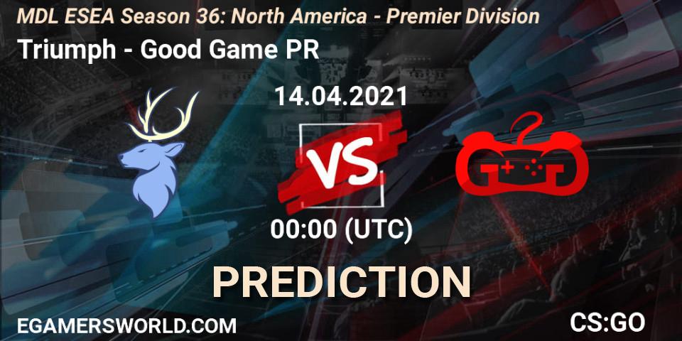 Pronóstico Triumph - Good Game PR. 14.04.2021 at 00:00, Counter-Strike (CS2), MDL ESEA Season 36: North America - Premier Division