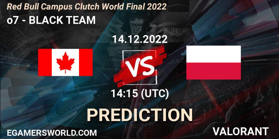 Pronóstico o7 - BLACK TEAM. 14.12.2022 at 14:15, VALORANT, Red Bull Campus Clutch World Final 2022