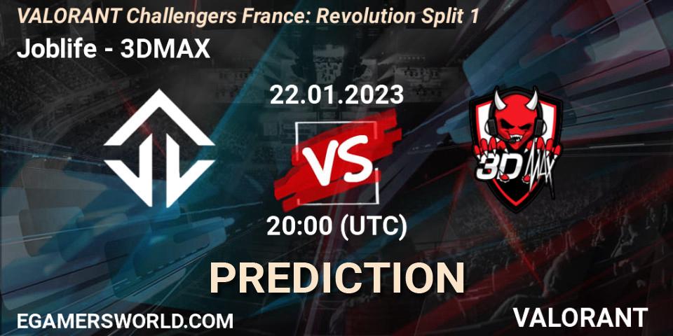 Pronóstico Joblife - 3DMAX. 22.01.23, VALORANT, VALORANT Challengers 2023 France: Revolution Split 1