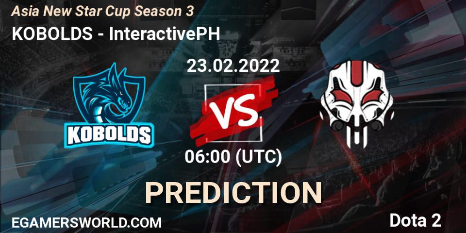 Pronóstico KOBOLDS - InteractivePH. 23.02.2022 at 10:29, Dota 2, Asia New Star Cup Season 3