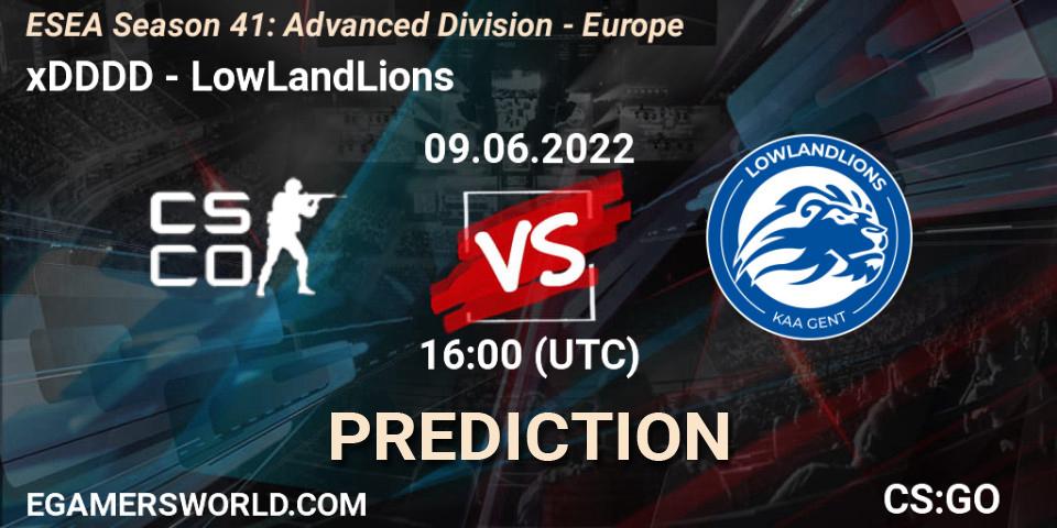 Pronóstico xDDDD - LowLandLions. 09.06.2022 at 16:00, Counter-Strike (CS2), ESEA Season 41: Advanced Division - Europe