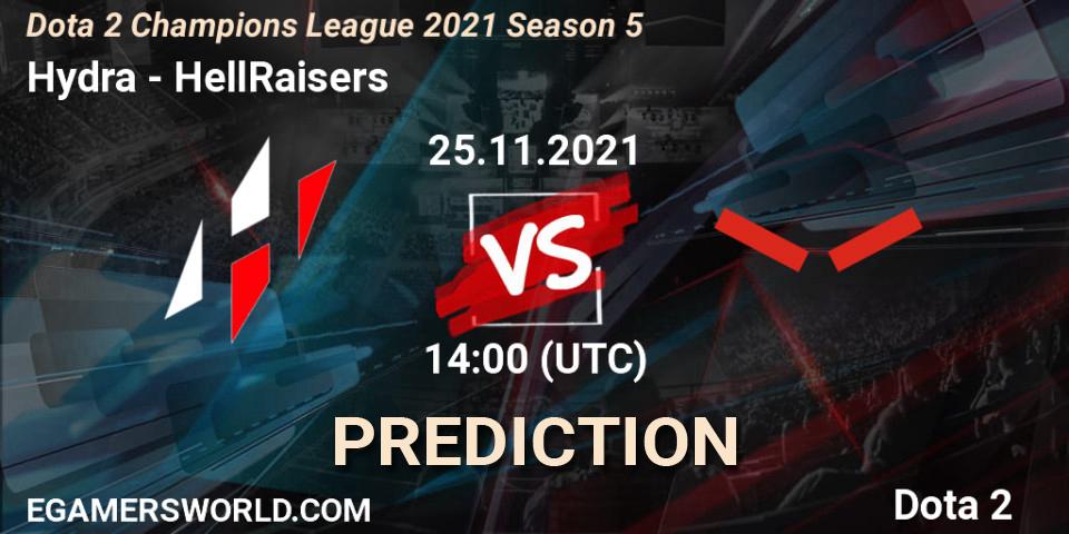Pronóstico Hydra - HellRaisers. 25.11.2021 at 14:03, Dota 2, Dota 2 Champions League 2021 Season 5