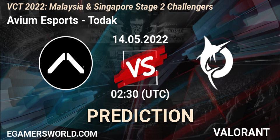Pronóstico Avium Esports - Todak. 14.05.2022 at 02:30, VALORANT, VCT 2022: Malaysia & Singapore Stage 2 Challengers