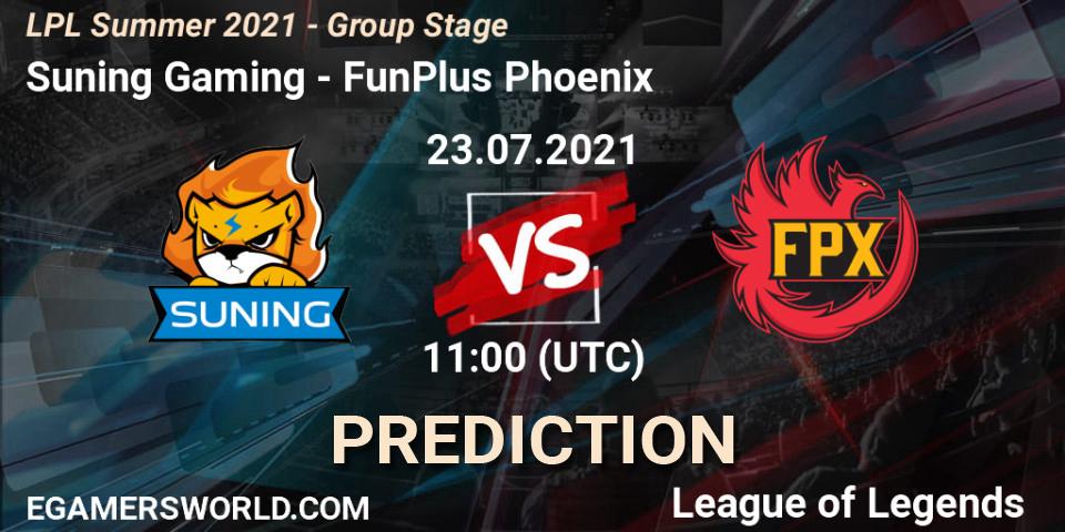 Pronóstico Suning Gaming - FunPlus Phoenix. 23.07.21, LoL, LPL Summer 2021 - Group Stage