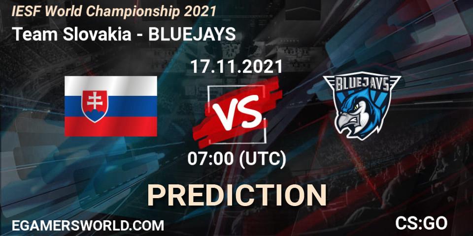 Pronóstico Team Slovakia - BLUEJAYS. 17.11.21, CS2 (CS:GO), IESF World Championship 2021