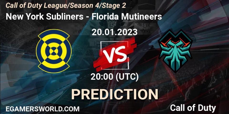 Pronóstico New York Subliners - Florida Mutineers. 20.01.23, Call of Duty, Call of Duty League 2023: Stage 2 Major Qualifiers