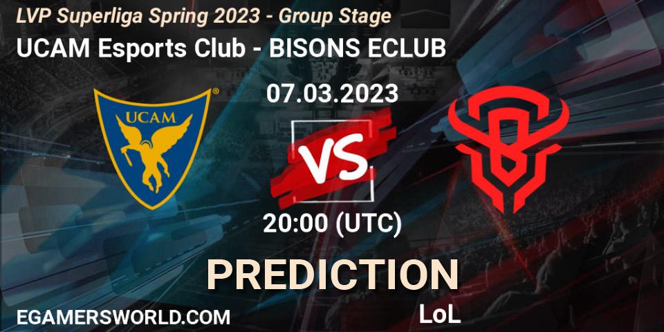 Pronóstico UCAM Esports Club - BISONS ECLUB. 07.03.2023 at 18:00, LoL, LVP Superliga Spring 2023 - Group Stage