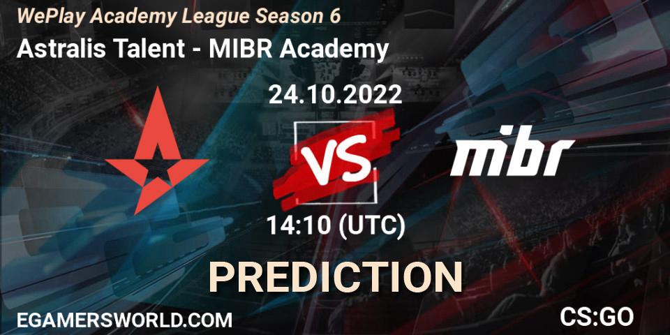 Pronóstico Astralis Talent - MIBR Academy. 24.10.2022 at 14:10, Counter-Strike (CS2), WePlay Academy League Season 6