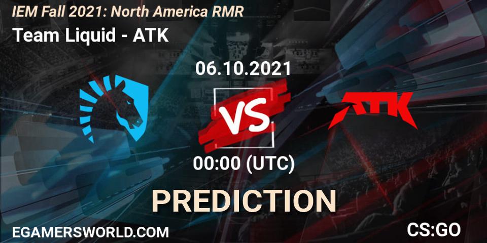 Pronóstico Team Liquid - ATK. 06.10.2021 at 00:15, Counter-Strike (CS2), IEM Fall 2021: North America RMR
