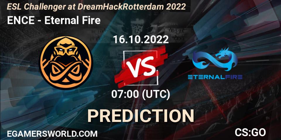 Pronóstico ENCE - Eternal Fire. 16.10.2022 at 11:25, Counter-Strike (CS2), ESL Challenger at DreamHack Rotterdam 2022