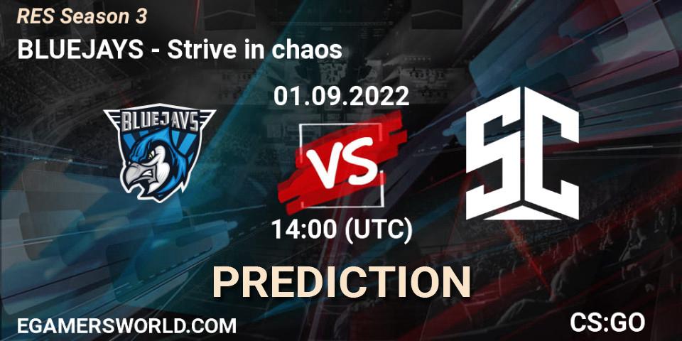 Pronóstico BLUEJAYS - Strive in chaos. 01.09.2022 at 14:00, Counter-Strike (CS2), RES Season 3