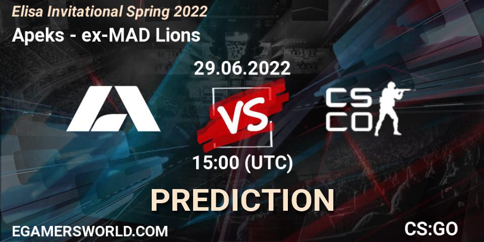 Pronóstico Apeks - ex-MAD Lions. 29.06.2022 at 11:00, Counter-Strike (CS2), Elisa Invitational Spring 2022