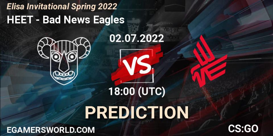 Pronóstico HEET - Bad News Eagles. 02.07.2022 at 18:00, Counter-Strike (CS2), Elisa Invitational Spring 2022