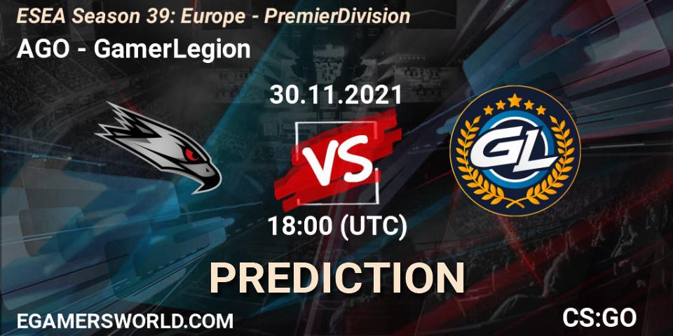 Pronóstico AGO - GamerLegion. 06.12.2021 at 14:00, Counter-Strike (CS2), ESEA Season 39: Europe - Premier Division