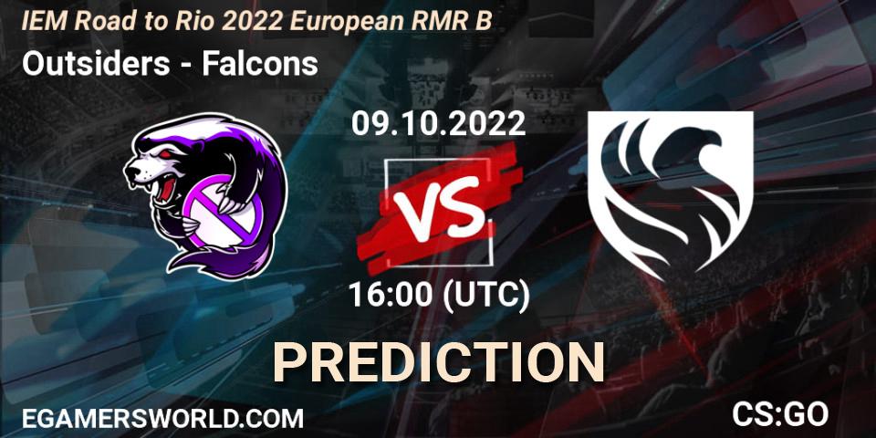 Pronóstico Outsiders - Falcons. 09.10.2022 at 18:15, Counter-Strike (CS2), IEM Road to Rio 2022 European RMR B