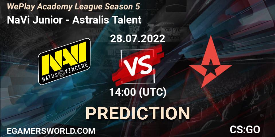 Pronóstico NaVi Junior - Astralis Talent. 28.07.2022 at 15:35, Counter-Strike (CS2), WePlay Academy League Season 5