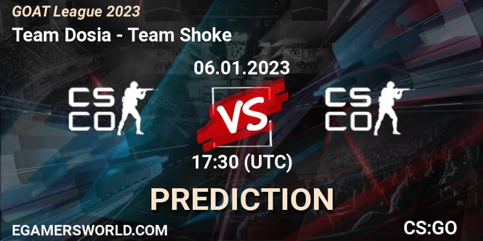 Pronóstico Team Dosia - Team Shoke. 06.01.2023 at 17:30, Counter-Strike (CS2), GOAT League 2023