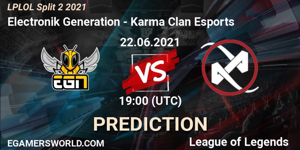 Pronóstico Electronik Generation - Karma Clan Esports. 22.06.2021 at 19:00, LoL, LPLOL Split 2 2021
