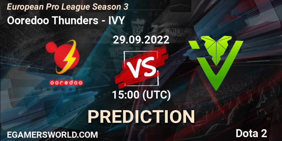 Pronóstico Ooredoo Thunders - IVY. 29.09.2022 at 15:26, Dota 2, European Pro League Season 3 